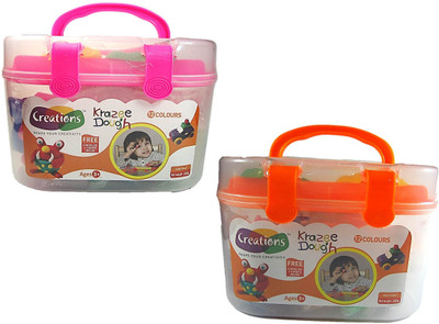 

Creations Pack of 2 Krazee Dough (12 colours+4 Mould+ 1Knife) each