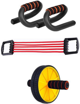 

RIGHTWAY FITNESS BEST QUALITY FITNESS COMBO 1 DIP STAND +CHEST EXPENDER AB WHELL Dip Station(Red), Blacck