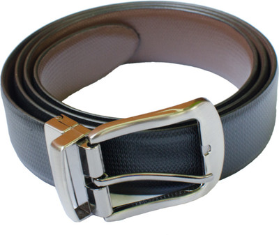 MODEST Men Formal Black Genuine Leather Reversible Belt, Reversiable with black and brown