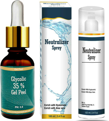 

Cosderma Glycolic peel 35% with Neutralizer Spray Skin whitening Brightening Treatment Anti-Pigmentation Melasma Scar Removal(130 ml)