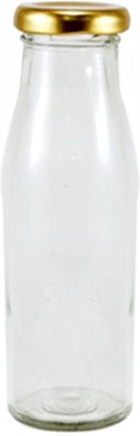 GIFTBASHINDIA Glass Bottle @200ml for Milk Water and Juice With Air Tight Golden Metal Cap Pack of 4 ml Bottle(Pack of 4, White, Glass)