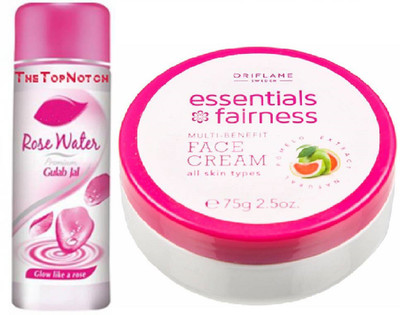 

TheTopNotch Rose Water 120 Ml and Oriflame Essentials 5 in 1 Multi Benefit Face Cream(Set of 2)