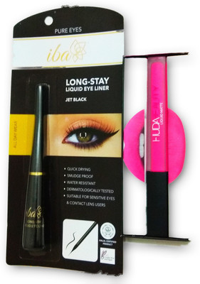 

Iba Halal Care EYE&LIPS MAKE UP -IBA LONG STAY LIQUID EYE LINER WITH HUDA BEAUTY LIQUID MATTE LIPSTICK COMBO PACK(Set of 2)