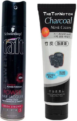 

TheTopNotch Charcoal Mask and Schwarzkopf Taft Power Lacquer New 48hr Hair Styler(Set of 2)