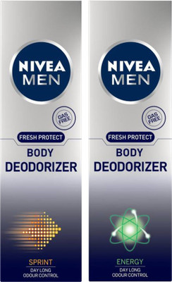 

Nivea Men Fresh Protect Energy and Sprint Deodorizer Body Spray Deodorant Spray - For Men(240 ml, Pack of 2)