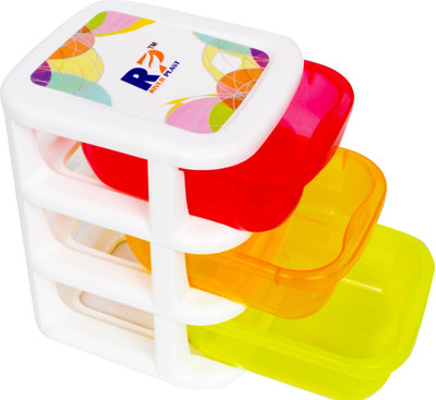 

River Plast 3 Compartments Plastic Big High Quality 9 Inch By 7 Inch Storage Drawer 3 Drawers - Transparent Multicolored Chester Drawer Divider(Multicolor)