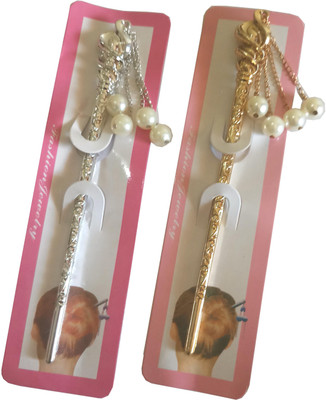 

SK Craft Designer Handcrafted Silver Hair Stick Bun Stick(Gold, Silver)
