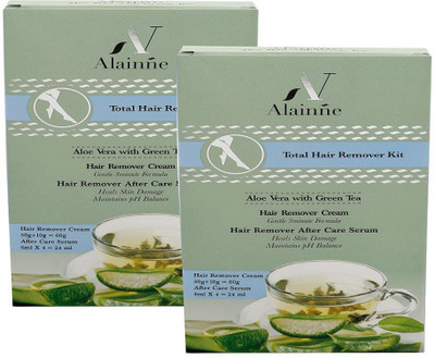 

Alainne Total Hair Remover Kit Aloevera with Green Tea 100g (50gX2) Cream(100 g, Set of 2)