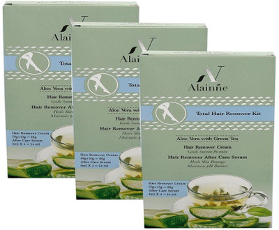 

Alainne Total Hair Remover Kit Aloevera with Green Tea 150g (50gX3) Cream(150 g, Set of 3)