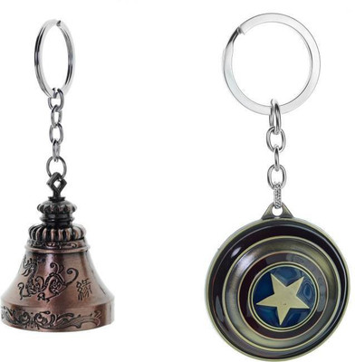 

CONFIDENT Captain America Shield & Genuine Temple Bell Key Chain