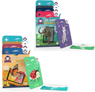 

RedChimpz Wild Animals + Insects | Age 3-10 Years | Educational Gift for Kids | Playing Card Set | Augmented and Virtual Reality Learning Game | Combo Pack of 2(Multicolor)