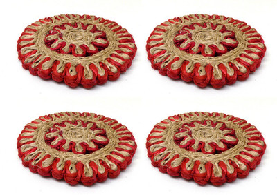 

Fully Round Jute Coaster Set(Pack of 4), Multicolor
