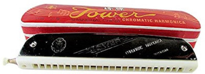 

megashine TOWER Mouth Organ/Harmonica 24-Hole 48 tones Key-C With Scale change option Steel and White (silver)(Silver)