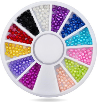 

Imported Colorful Pearl Nail Art Stone Accessories Flat Back Wheel Rhinestones Beads(Colorful)