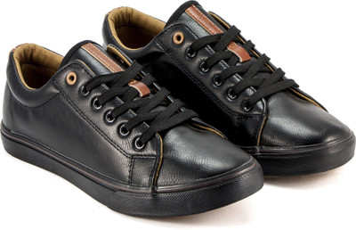 

DeVEE Wear Me Front Row Plain Black Sneakers For Men(Black