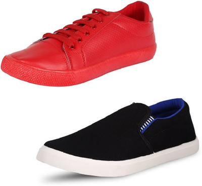 

BERLOC Sneakers For Men(Multicolor, Redblack