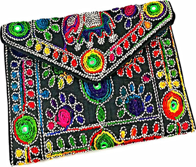 

ARe Women Black Cotton, Velvet Sling Bag