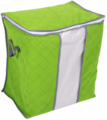 

House of Quirk Foldable Charcoal Fabric Closet Organizer Storage Box, Green(Green)