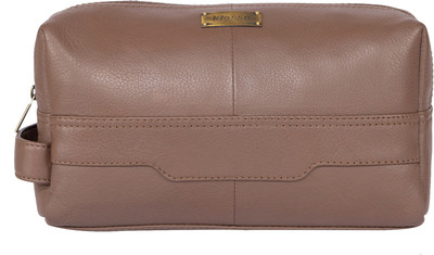 Klasse Genuine Leather Travel Toiletry Kit Brown