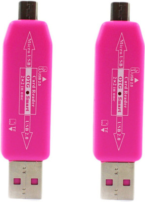 

Etake (Pack of 2) Pink OTG/USB 2.0 HUB And Smart Connection Kit to Your Smart Phone/pad Support SD/T-FLASH Series TF SD Card Reader USB Adapter(Pink)