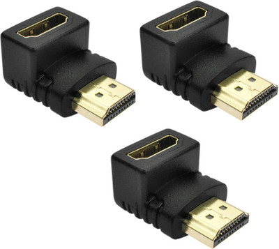

Etake (Pack Of 3) Male To Female Extension Right Angle "L"shape 1080p Full Hd HDMI Connector (Black) USB Adapter(Black)