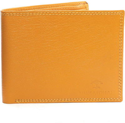 

NUKAICHAU Men Yellow Genuine Leather Wallet(6 Card Slots)