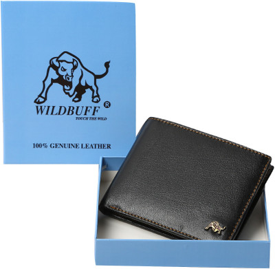 

Wild Buff Men Black Genuine Leather Wallet(5 Card Slots)