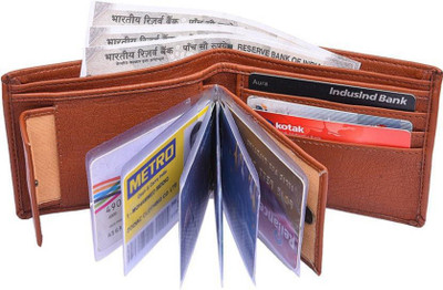 

SHAR Men Tan Artificial Leather Wallet(10 Card Slots)
