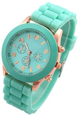 

COSMIC GENVAPLATINUM ARTIFICIAL CHRONOGRAPH DIAL DESIGNER GREEN RUBBER STRAP FANCY WOMEN PARTY WEAR Watch - For Girls