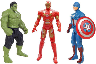 

Toy Mela Avengers 2 Hulk, Captain America, Iron Man with weapons Age of Ultron Action Figure 19cms with LED light fuction(Multicolor)