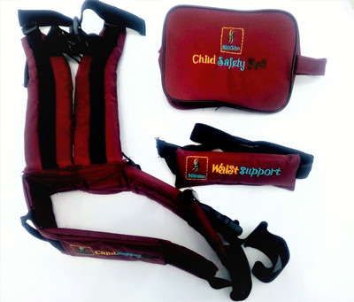 

Naksam Kids Baby Two Wheeler Child Safety Seat Belt - Scooty/ Scooter/ Bike- Double Buckles/ Adjustable/ Front Standing/ Front Sitting/ Seated Behind Baby Carrier(Brown, Front carry facing out)