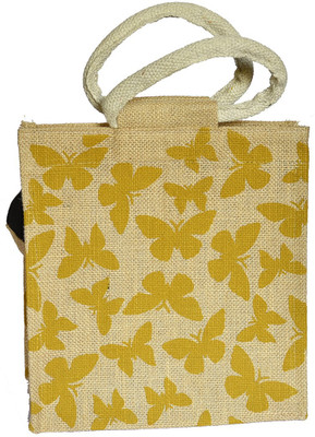 

IMPRESSIONS FOREVER BURREFLY PRINT JUTE LUNCH BAG YELLOW Lunch Bag(Beige, 4 L)