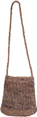 

Banana Fibre Handmade crochet - Khajur design Bag Waterproof Sling Bag(Brown, 5 inch)