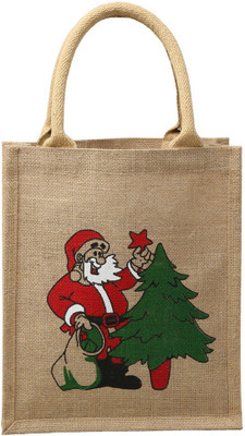 

EWB Santa Claus Print Office Tiffin Jute Multipurpose Bag(Beige, 7 L)