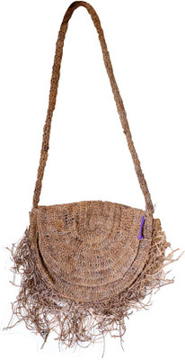 

Banana Fibre Hand made Stylish Hand Bag Waterproof Sling Bag(Brown, 5 inch)