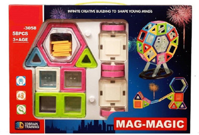

Sanyal 58 PCS Mag Magical Magnetic Building Blocks 3D Magic Play Stacking Set for Brain Development, Educational Learning Toy Set (Multicolored)(Multicolor)