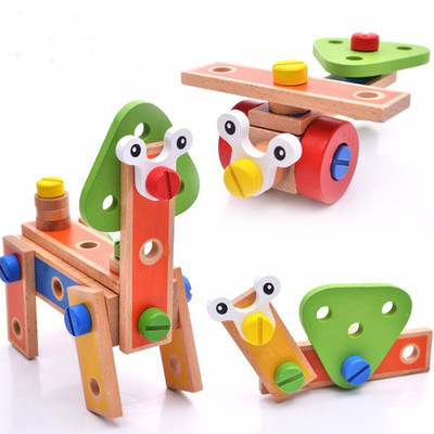 

Montez 3 In 1 45Pcs Bright Colourful Wooden Nut Assembly Cartoon Building Blocks Educational Learning Toy(Multicolor)