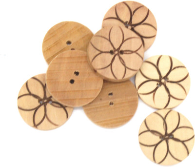 

Nimida Wooden Button Floral Designed Natural Wooden colour Dia 2 .5cm for Sewing and art and craft Pack of 50 Wooden Buttons(Pack of 50)