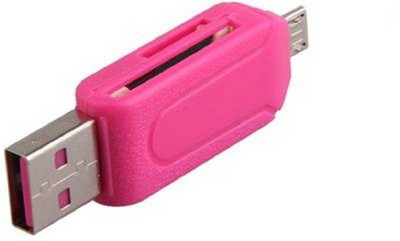 

Elegant Shopping Micro USB OTG Smart Card Reader SD(HC) M2 MMC MS TF for Smart Phones And Android Tablets ( without Card )- multi Card Reader(Pink)