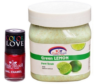 

Pink Root Green Lemon Scrub 500ml, Nail Paint 15ml(Set of 2)