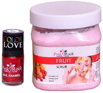 

Pink Root Fruit Scrub 500ml, Nail Paint 15ml(Set of 2)