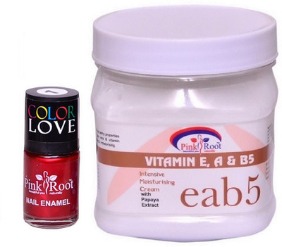 

Pink Root Vitamin eab5 Cream 500ml, Nail Paint 15ml(Set of 2)