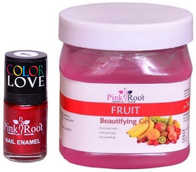

Pink Root Fruit Gel 500ml, Nail Paint 15ml(Set of 2)