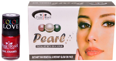 

Pink Root Pearl Facial Kit 83gm, Nail Paint 15ml(Set of 2)