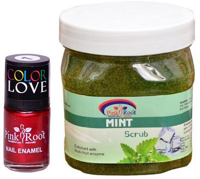 

Pink Root Mint Scrub 500ml, Nail Paint 15ml(Set of 2)