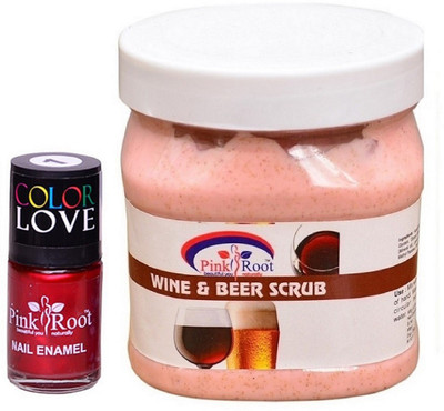 

Pink Root Wine & Beer Scrub 500ml, Nail Paint 15ml(Set of 2)