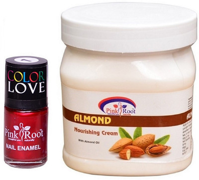 

Pink Root Almond Nourishing Cream 500ml, Nail Paint 15ml(Set of 2)