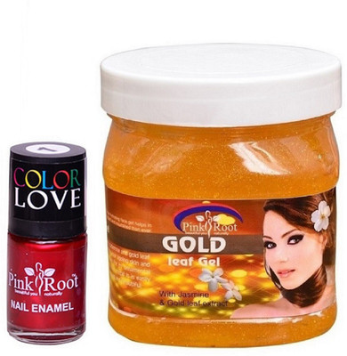 

Pink Root Gold Leaf Gel 500ml, Nail Paint 15ml(Set of 2)