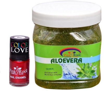 

Pink Root Aloe Vera Scrub 500ml, Nail Paint 15ml(Set of 2)