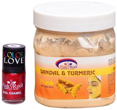 

Pink Root Sandal & Turmeric Mask 500ml, Nail Paint 15ml(Set of 2)